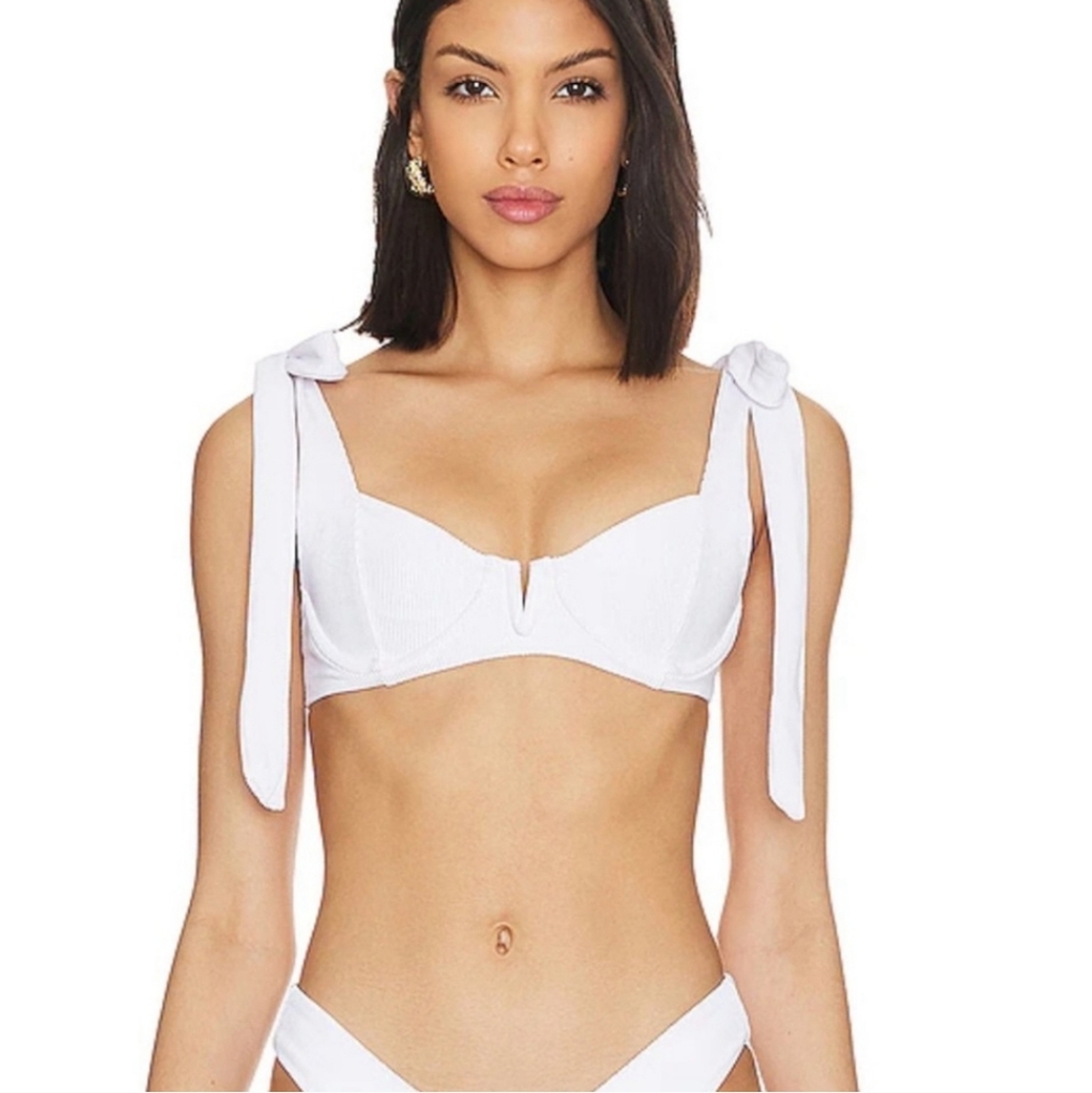 New!Beach Riot Blair White Tie Strap Underwire Bikini Top